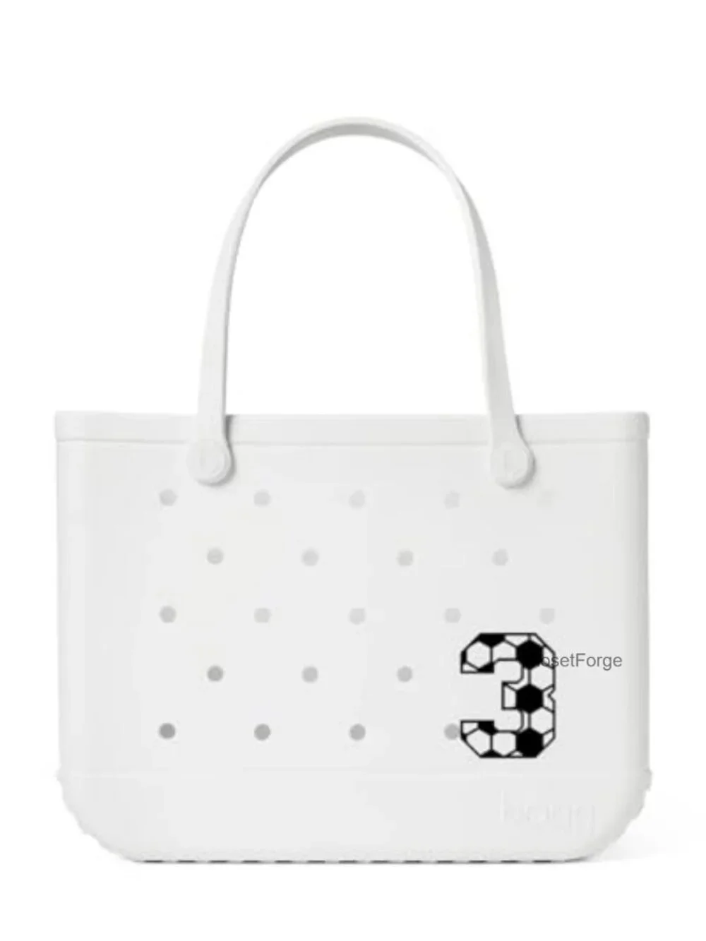 Soccer Charm for Bogg Bag Beach Tote, Black and White Plastic, Bag Accessory